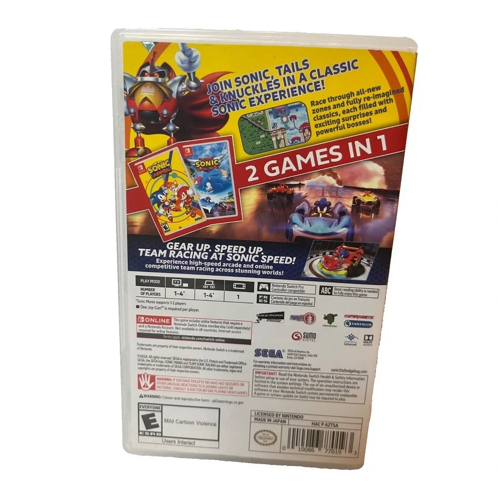 Sonic Mania + Team Sonic Racing Double Pack (2 Games in 1)(Nintendo Switch) NEW